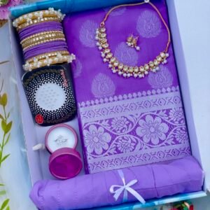 💜 মৃণালিনী — সফট সিল্ক কাতান শাড়ি গিফট বক্স