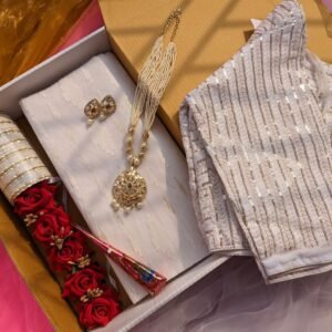 🤍 শুভ্রাঞ্জলি — সাদা জামদানী শাড়ি গিফট বক্স